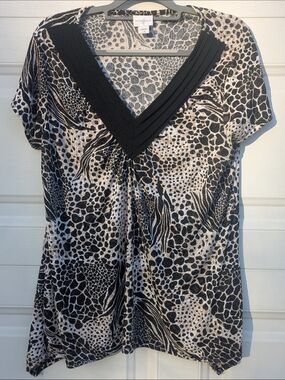 Jacqueline Smith Animal Print V-Neck Printed Tunic, Soft & Flowey